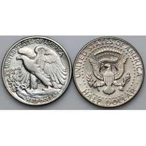 Stati Uniti d'America, serie di monete da 1/2 dollaro del periodo 1945-1967 (2 pezzi)