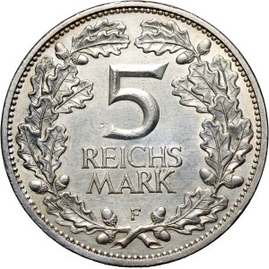 Germany, Weimar Republic, 5 Mark 1925 F, Stuttgart, 1000th anniversary of the Rhineland