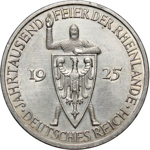 Germany, Weimar Republic, 5 Mark 1925 F, Stuttgart, 1000th anniversary of the Rhineland