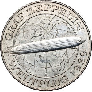 Germany, Weimar Republic, 5 Mark 1930 A, Berlin, Zeppelin