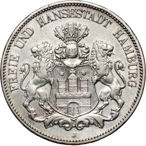 Germany, Hamburg, 5 Mark 1907 J