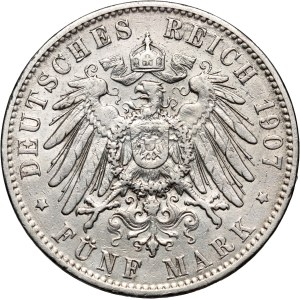 Germany, Hamburg, 5 Mark 1907 J