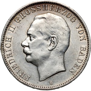 Germany, Baden, Friedrich II, 5 Mark 1913 G, Karlsruhe
