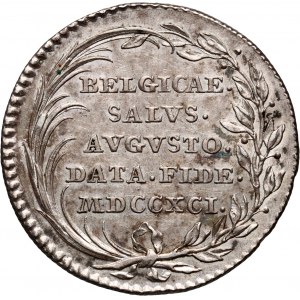Rakousko, Leopold II., žeton z roku 1791, nástup na trůn v Brabantsku a Flandrech
