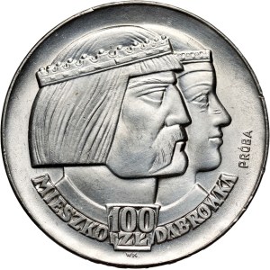 People's Republic of Poland, 100 zlotych, 1966, Mieszko and Dąbrówka, UNCOINED, silver