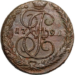 Rusko, Kateřina II., 5 kopějek, 1791 EM, Jekatěrinburg