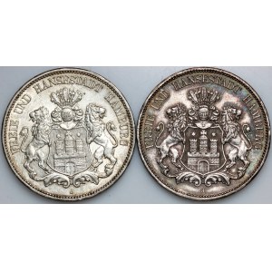 Allemagne, Hambourg, série de pièces de 5 marks de 1913 (2 pièces)