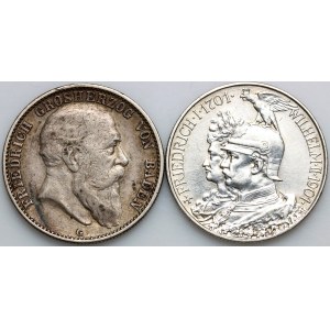 Německo, sada mincí v hodnotě 2 marky z let 1901–1904 (2 kusy)