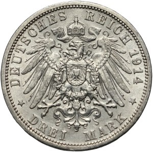 Germany, Prussia, Wilhelm II, 3 Mark 1914 A, Berlin, Uniform