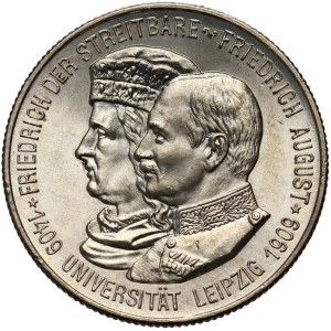 Germany, Saxony, Friedrich August III, 2 Mark 1909, Muldenhütten, Leipzig University