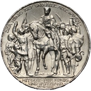 Germany, Prussia, Wilhelm II, 3 Mark 1913 A, Berlin, 100th Anniversary of the victory at the Battle of Leipzig