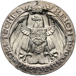 Germany, Prussia, Wilhelm II, 3 Mark 1910 A, 100th anniversary of the University of Berlin