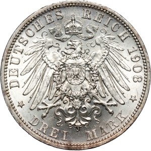 Germany, Prussia, Wilhelm II, 3 mark 1908 A, Berlin
