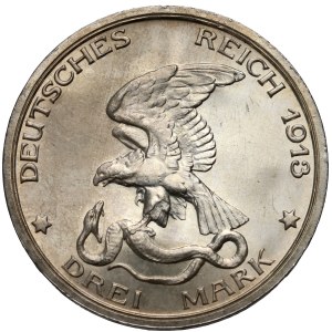 Germany, Prussia, Wilhelm II, 3 Mark 1913 A, Berlin, 100th Anniversary of the victory at the Battle of Leipzig