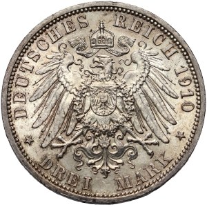 Germany, Prussia, Wilhelm II, 3 Mark 1910 A, Berlin