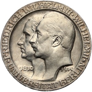 Germany, Prussia, Wilhelm II, 3 Mark 1910 A, 100th anniversary of the University of Berlin