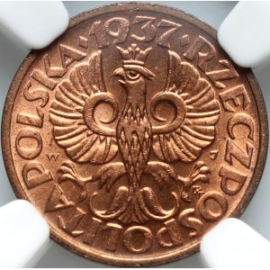 Second Polish Republic, 1 grosz, 1937, Warsaw