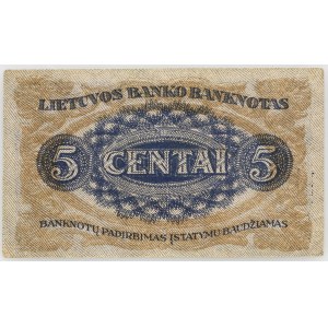 Lithuania, 5 cents 1922, series F