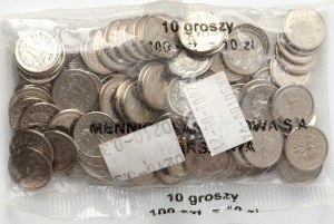 III RP, woreczek bankowy z monetami 10 groszy z 2002 roku, RZADKIE