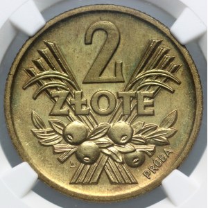 PRL, 2 złote 1958, Jagody, PRÓBA, mosiądz