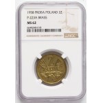 PRL, 2 złote 1958, Jagody, PRÓBA, mosiądz