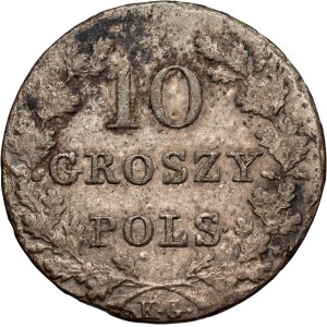 Powstanie Listopadowe, 10 groszy 1831 KG, Warszawa, łapy orła proste