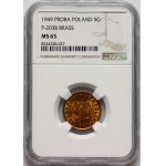 Volksrepublik Polen, 5 Groszy 1949, PROBE, Messing