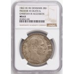 Denmark, Christian IX, 2 Rigsdaler 1863, Death of Frederick VIII and Coronation of Christian IX