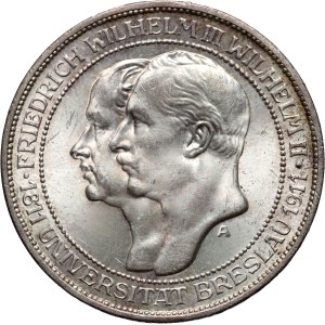 Germany, Prussia, Wilhelm II, 3 Mark 1911 A, 100 years University of Wroclaw