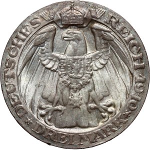 Germany, Prussia, Wilhelm II, 3 Mark 1910 A, 100th anniversary of the University of Berlin