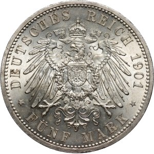 Germany, Prussia, Wilhelm II, 5 Mark 1901 A, Berlin, 200th Anniversary of the Kingdom of Prussia