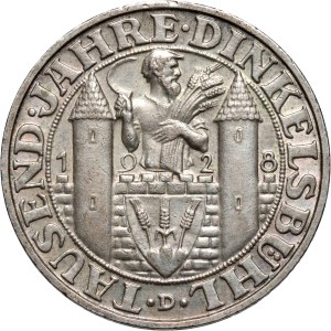 Germany, Weimar Republic, 3 Mark 1928 D, Munich, Dinkelsbühl