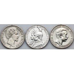 Allemagne, série de pièces de 2 marks datant de 1876 à 1902 (3 pièces)