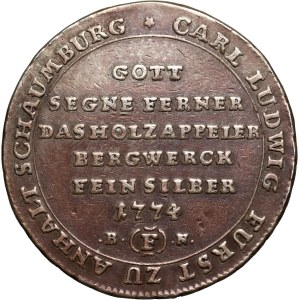 Deutschland, Anhalt-Bernburg-Schaumburg-Hoym, Karl Ludwig, 1/2 Bergtaler 1774 BFN, Frankfurt