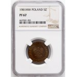 PRL, 5 złotych 1981, stempel lustrzany