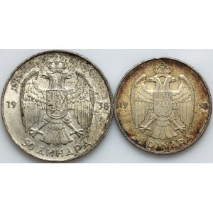 Yougoslavie, Pierre II, série de pièces de 1938 (2 pièces)