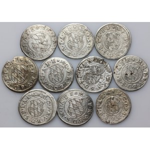 Germany, Bavaria, Maximilian I 1623-1651, set of 2 Kreuzer coins, (10 pieces)