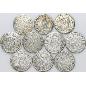 Germany, Bavaria, Maximilian I 1623-1651, set of 2 Kreuzer coins, (10 pieces)