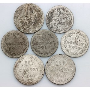 Kongresskönigreich, Russische Teilung, Münzsatz aus den Jahren 1816–1840, Warschau (7 Stück)