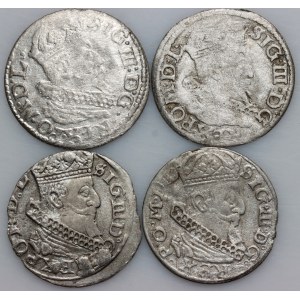 Sigismund III Vasa, set of groszy, Vilnius, (4 pieces)