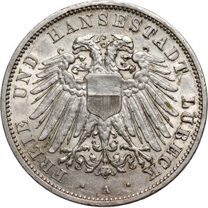 Germany, Lubeck, 3 Mark 1910 A, Berlin
