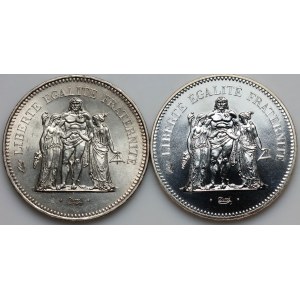 France, 50 Franc coin set 1977, Hercules, (2 pieces)