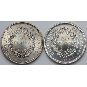 France, 50 Franc coin set 1977, Hercules, (2 pieces)
