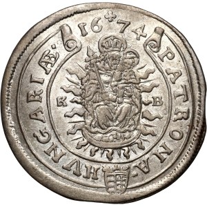Hungary, Leopold I, 15 kreuzers 1674 KB, Kremnica