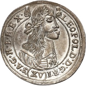 Maďarsko, Leopold I., 15 krejcarů, 1677 KB, Kremnica