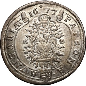 Maďarsko, Leopold I., 15 krejcarů, 1677 KB, Kremnica