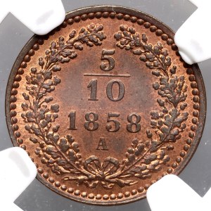 Austria, Franz Joseph I, 5/10 kreuzer 1858 A, Vienna