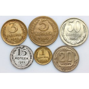 Russia, USSR, set of coins from 1923-1964, (6 pieces)