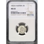 Austria, Francis I, 3 kreuzer 1832 A, Vienna