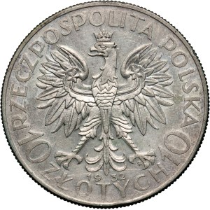 Second Polish Republic, 10 zlotych, 1932, Warsaw, Woman's Head